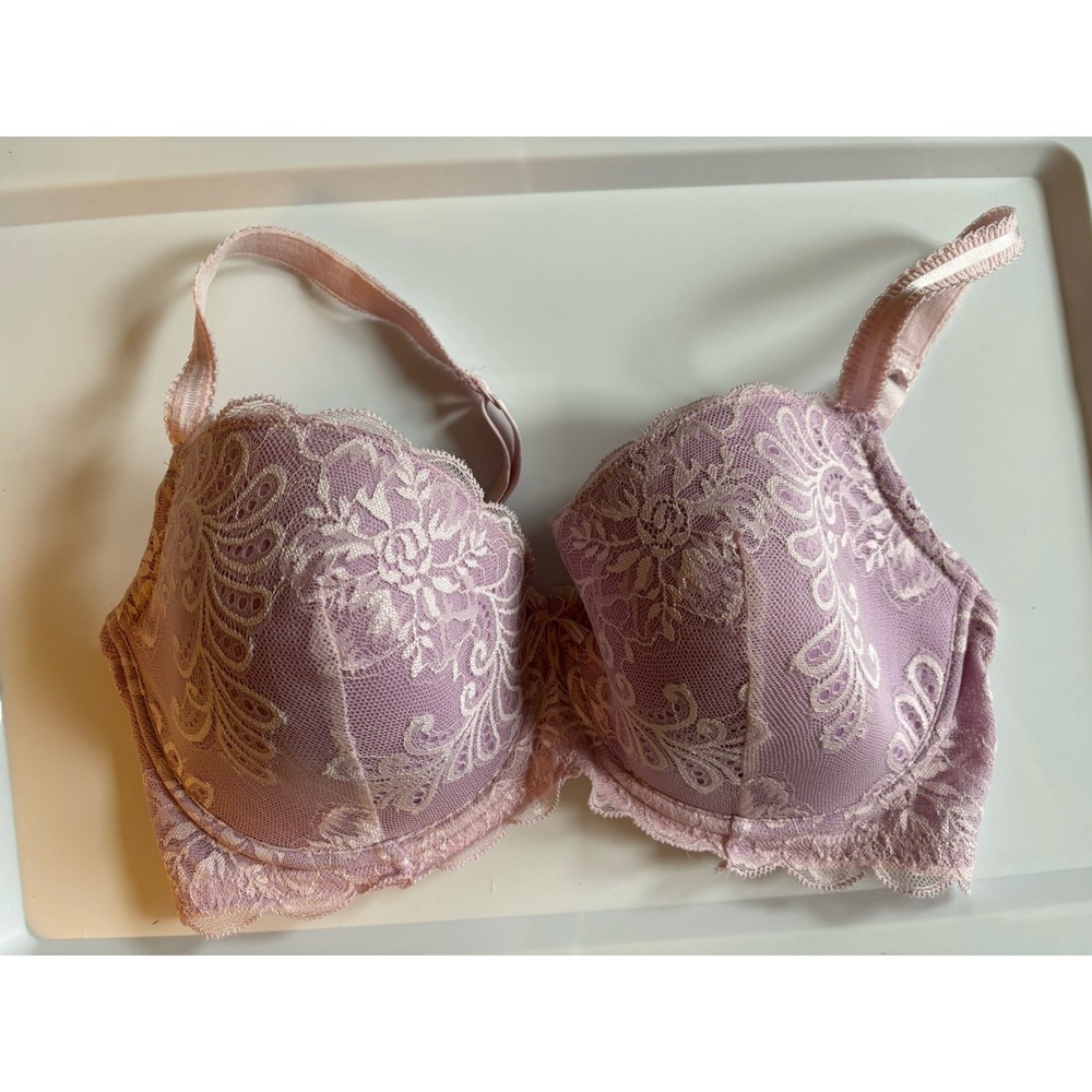 LE MYSTERE Lavender Lace Underwire Bra 36DDD F Lined Full Coverage